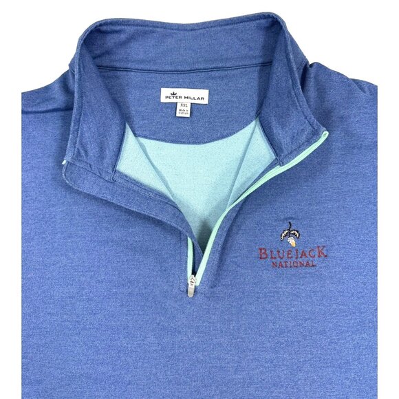 Peter Millar Bluejack National Golf Club 1/4 Zip Perth Sweater Mens Sz 2XL Blue